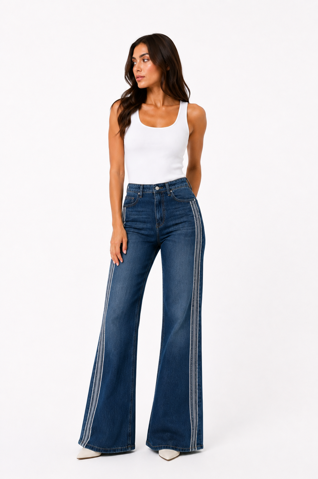 Crystal Stripe Flare Jeans