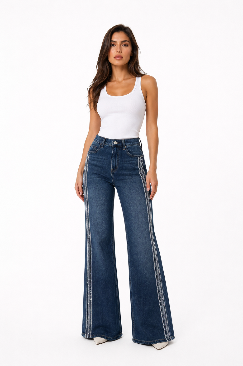 Crystal Stripe Flare Jeans