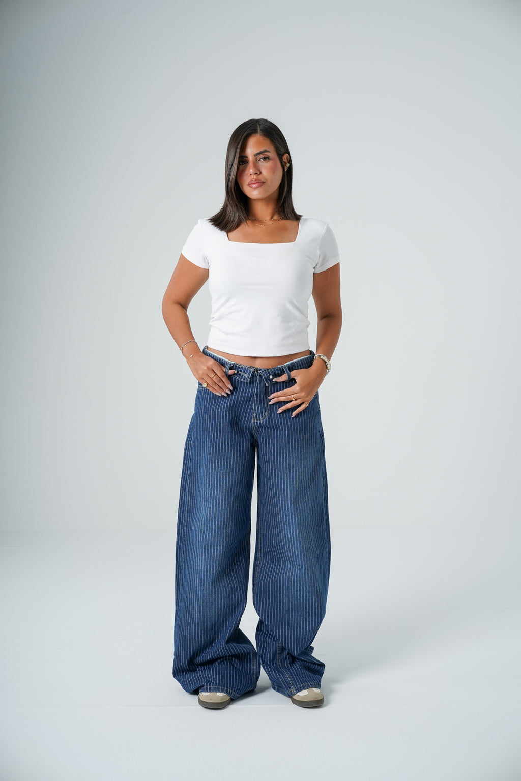 Striped jeans Dark blue