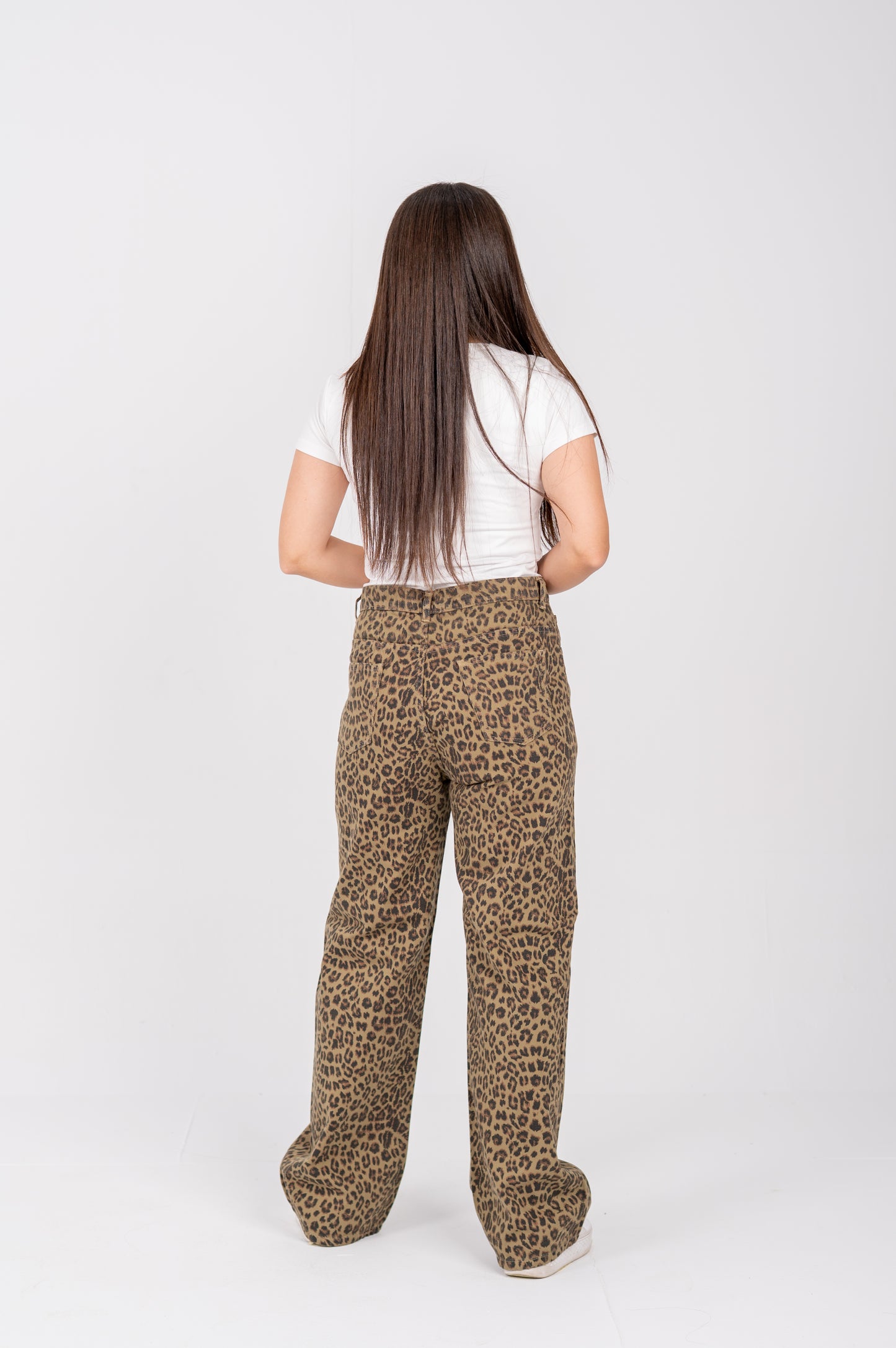 Tiger print wide leg brown