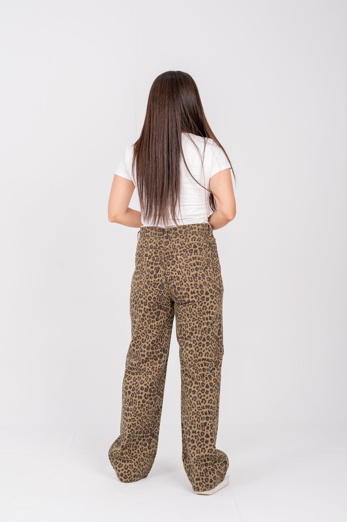Tiger print wide leg brown