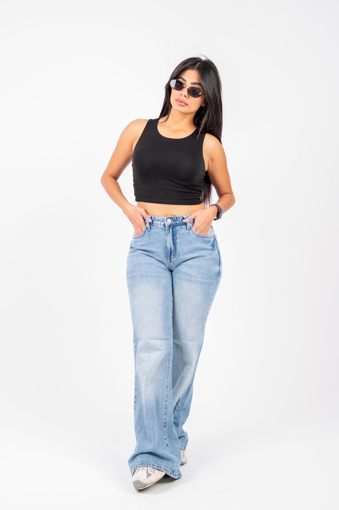 Flare cotton jeans light blue