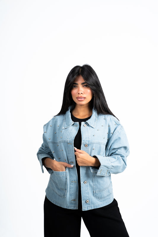 Jacket Denim blue studded.
