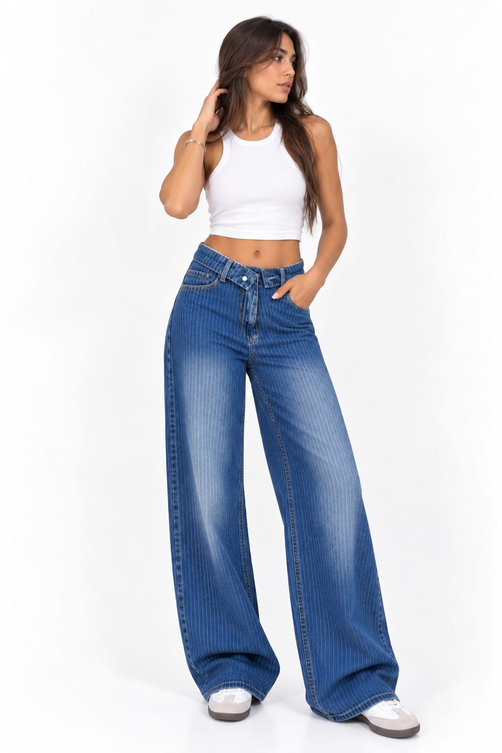 Striped jeans Dark blue