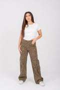 Tiger print wide leg brown