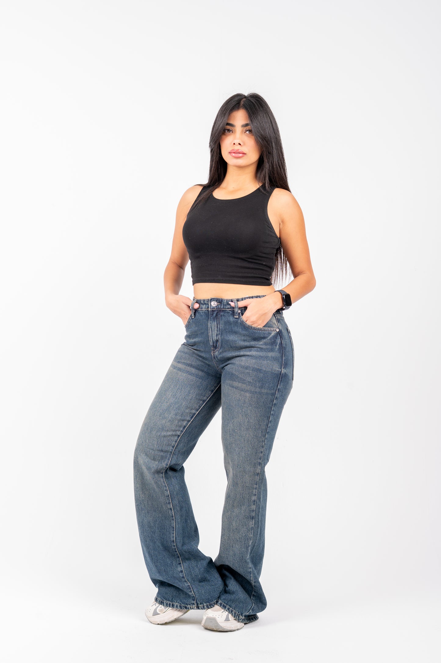 Flare cotton jeans navy washed