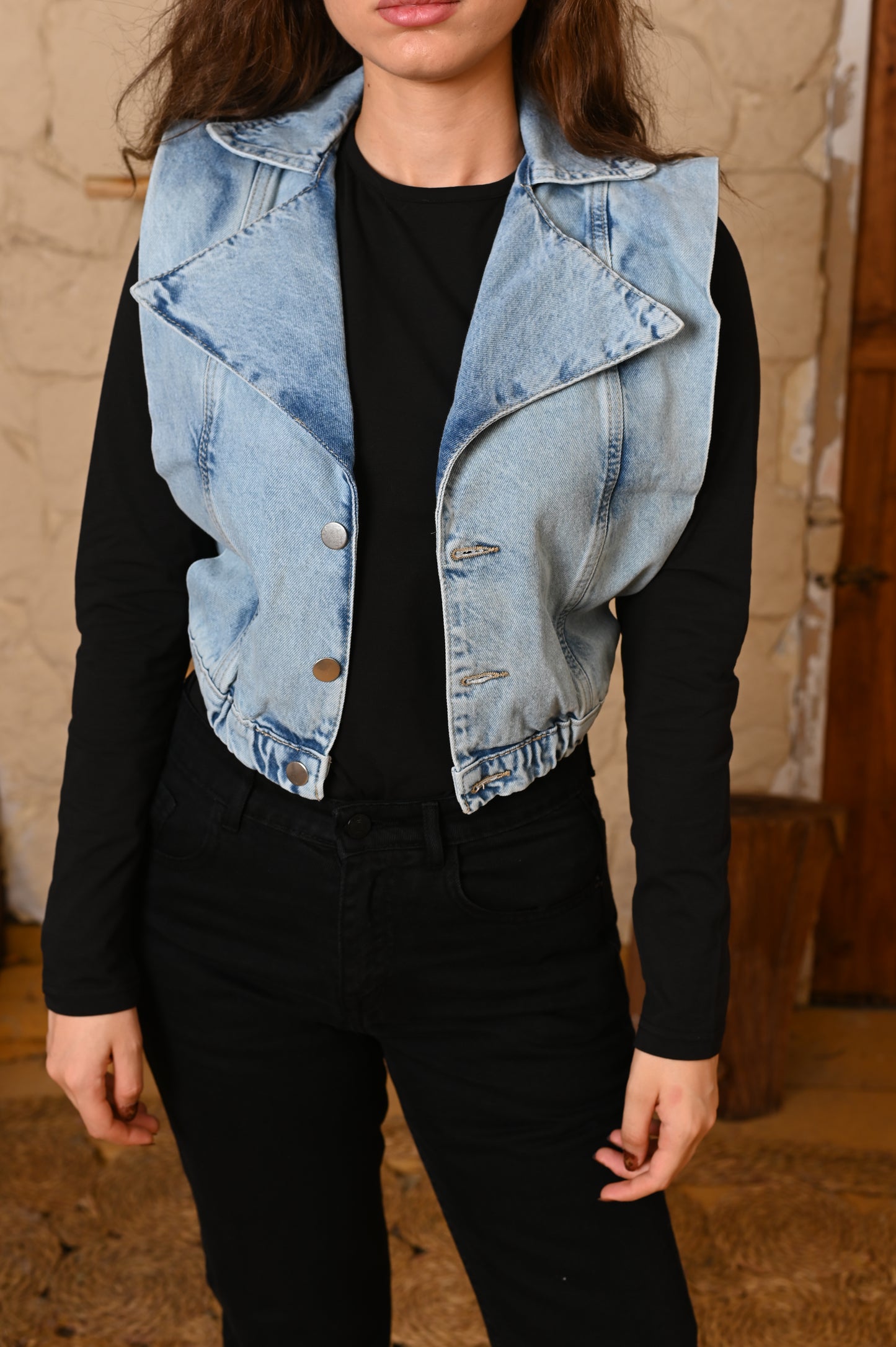 Short vest Denim blue.
