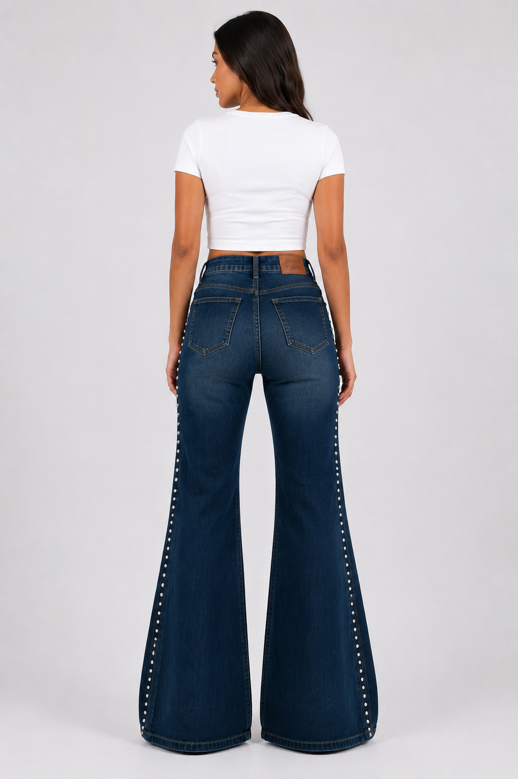 Side studded flare Dark blue