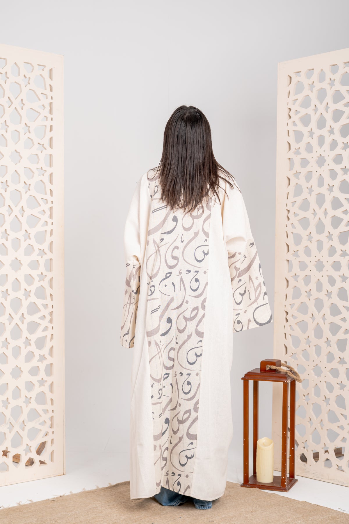 Pure Linen Cardigan with Arabic Back Detail ✨
