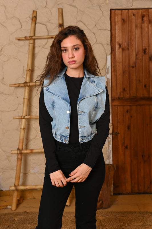 Short vest Denim blue.