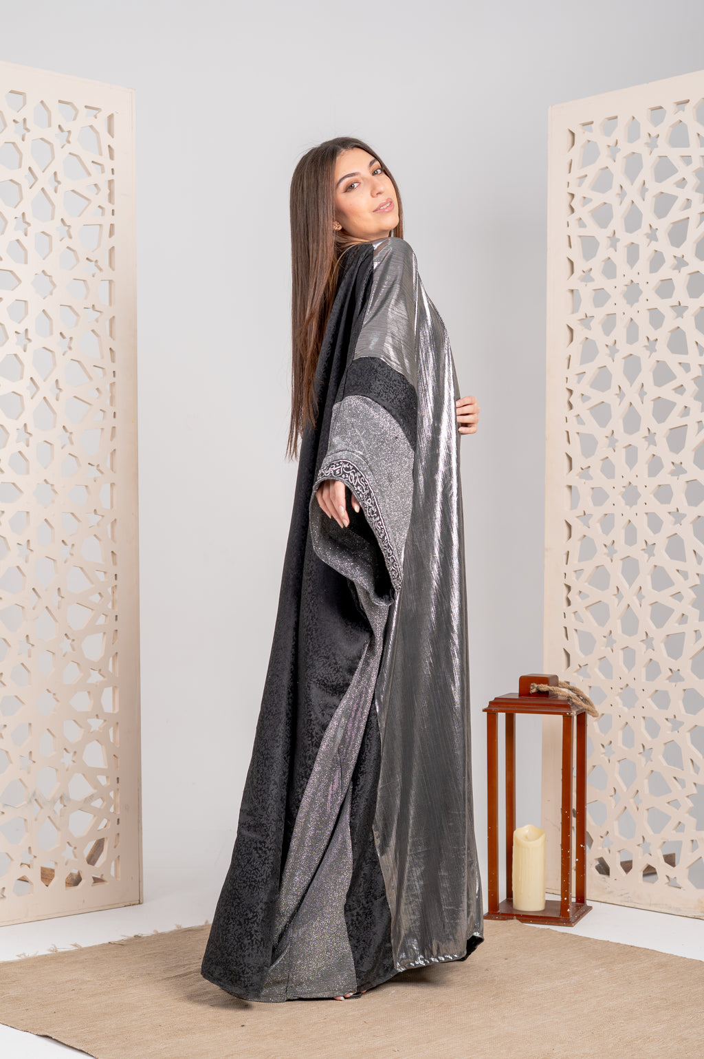 Metallic Contrast Open Cardigan