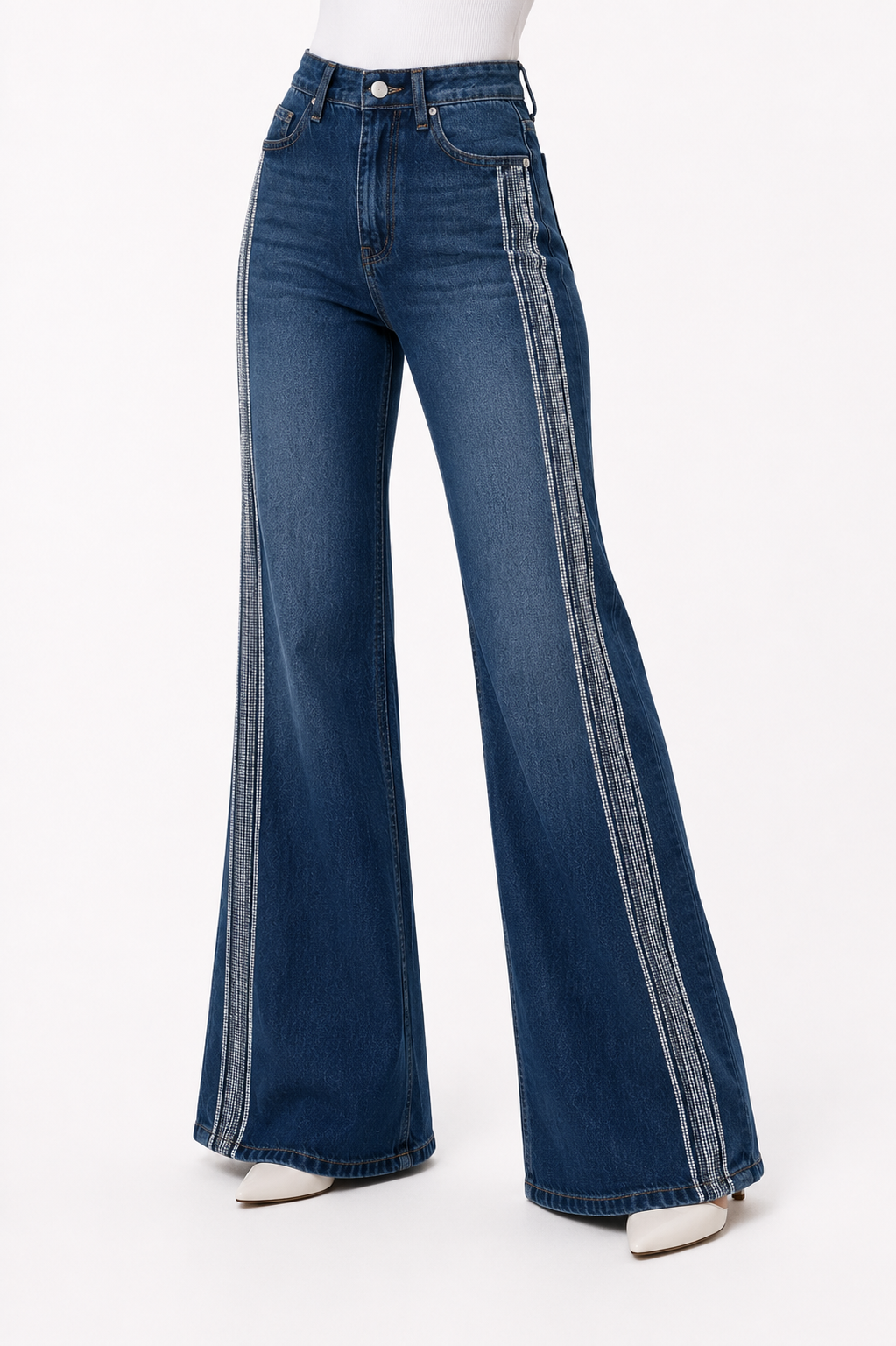 Crystal Stripe Flare Jeans