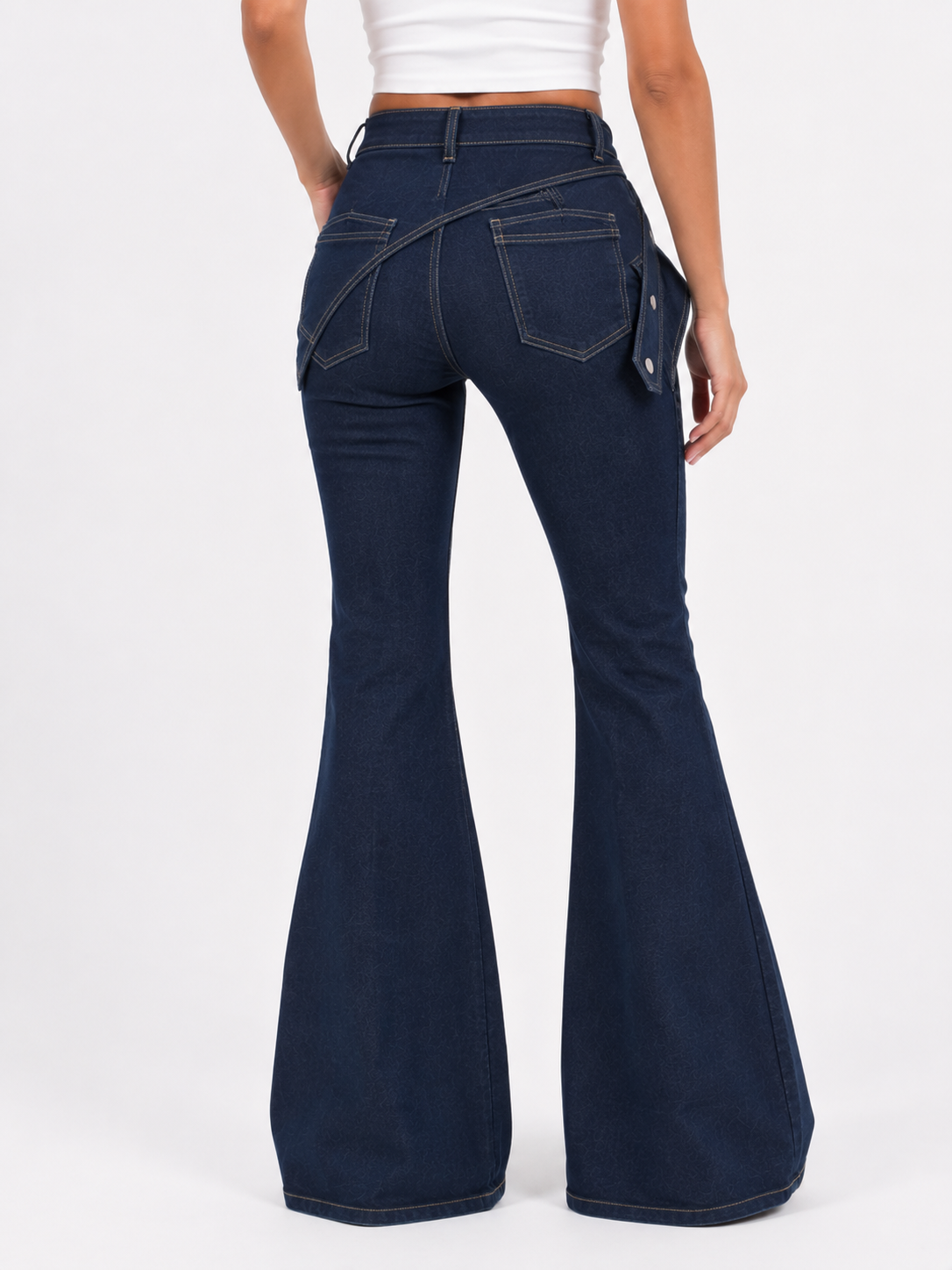 Detachable Belt Flare raw Jeans
