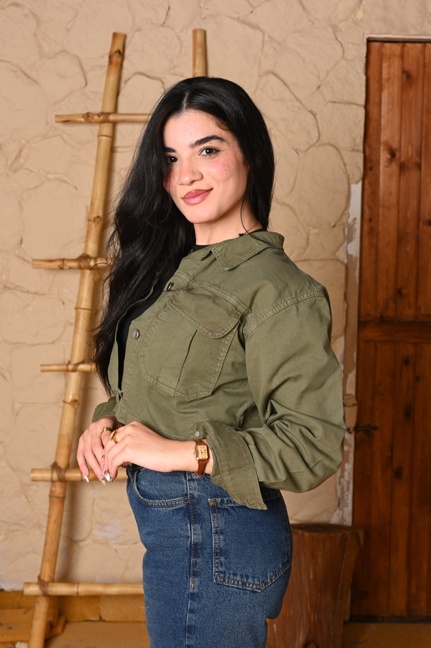 Short jacket Denim oil.
