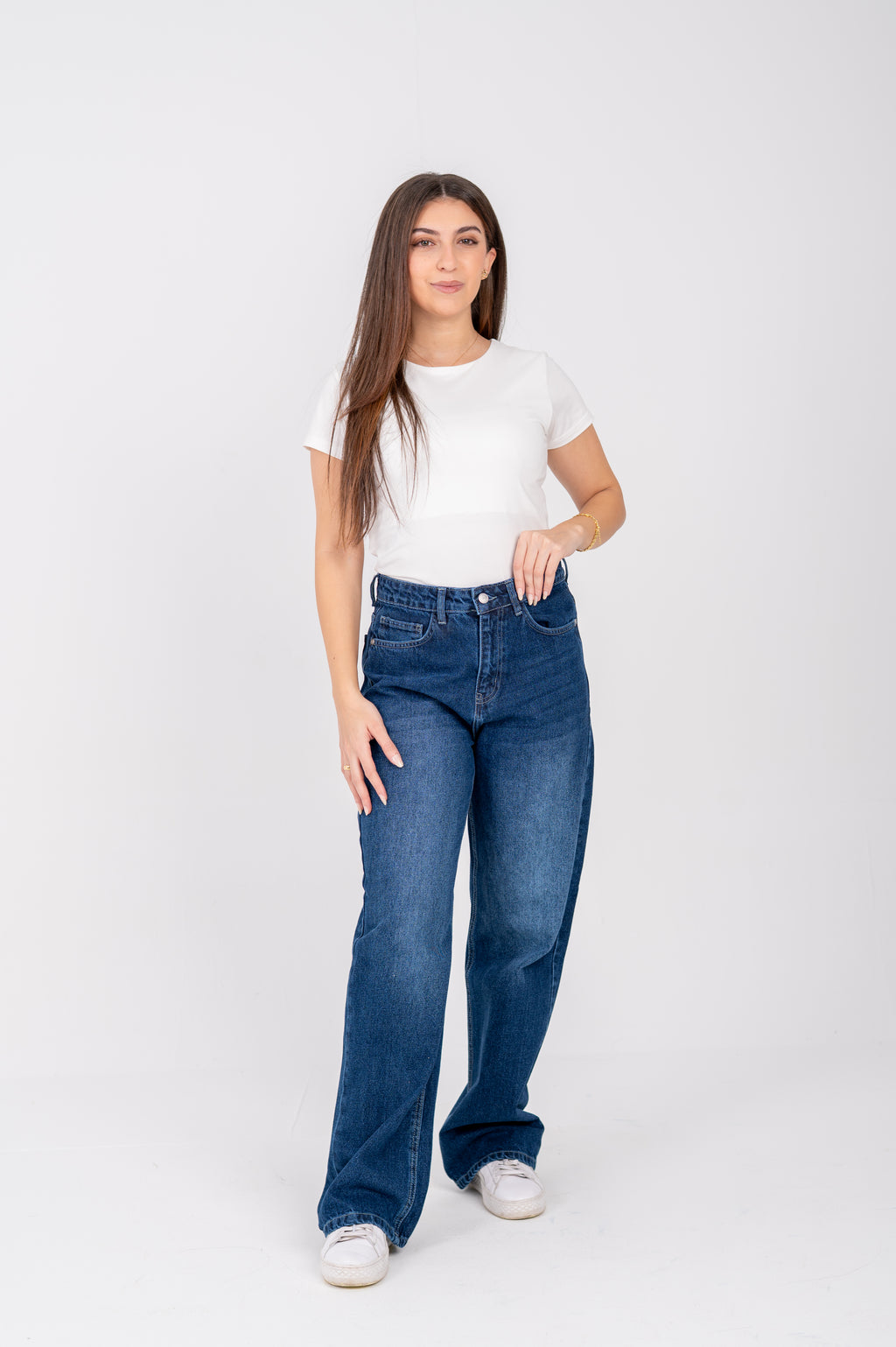 Straight jeans dark blue washed