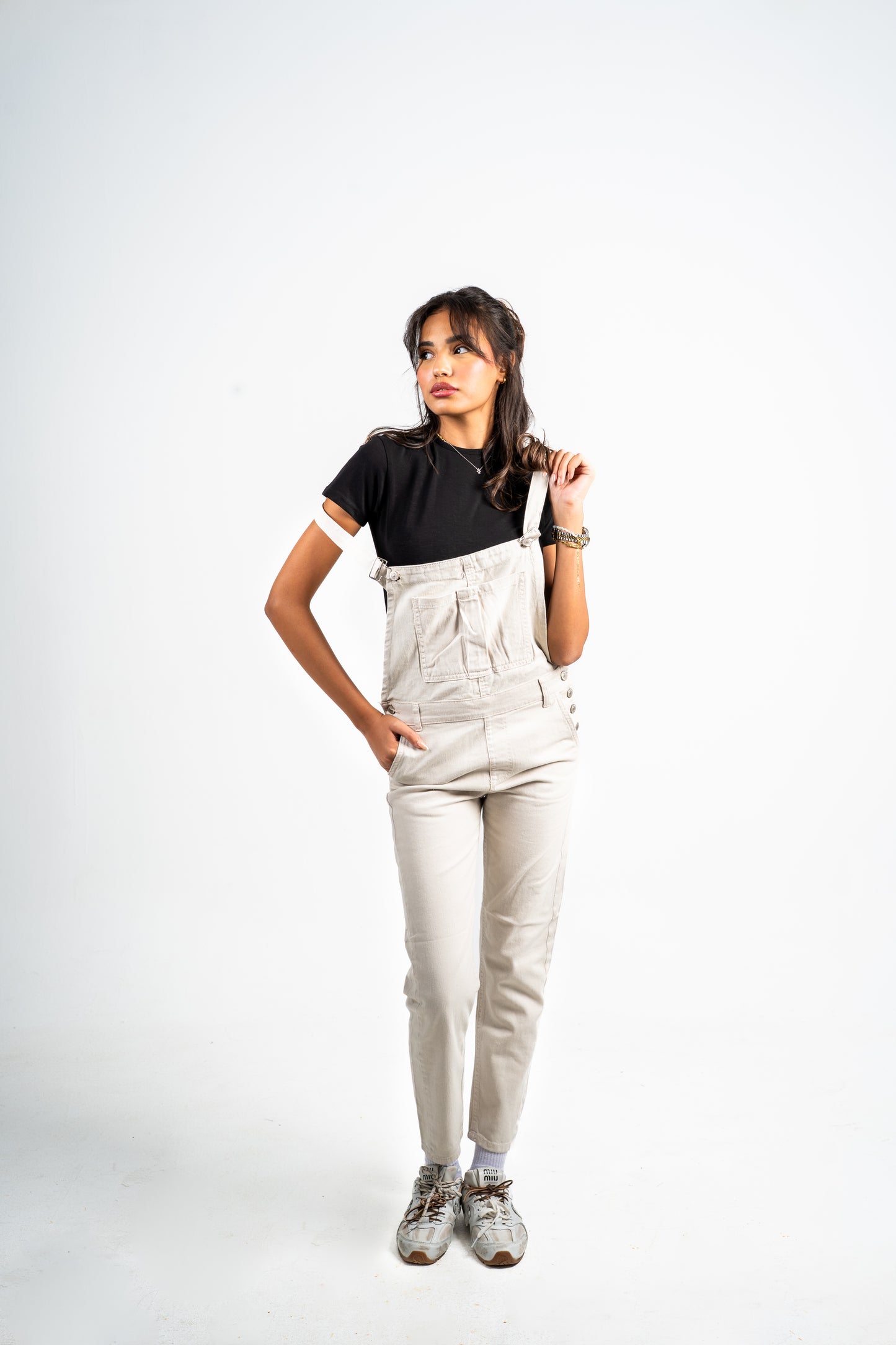 Jumpsuit beige mom fit