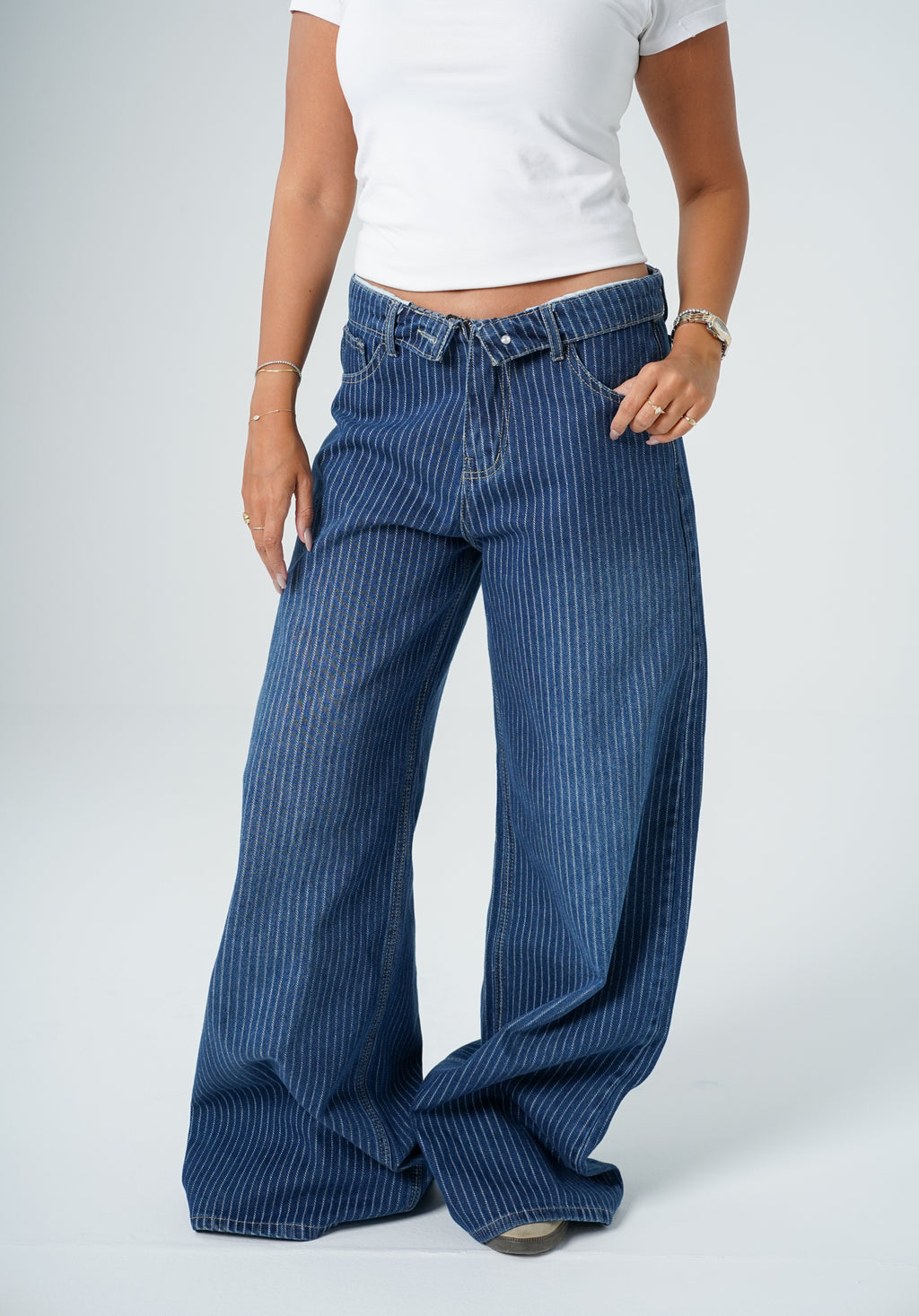 Striped jeans Dark blue
