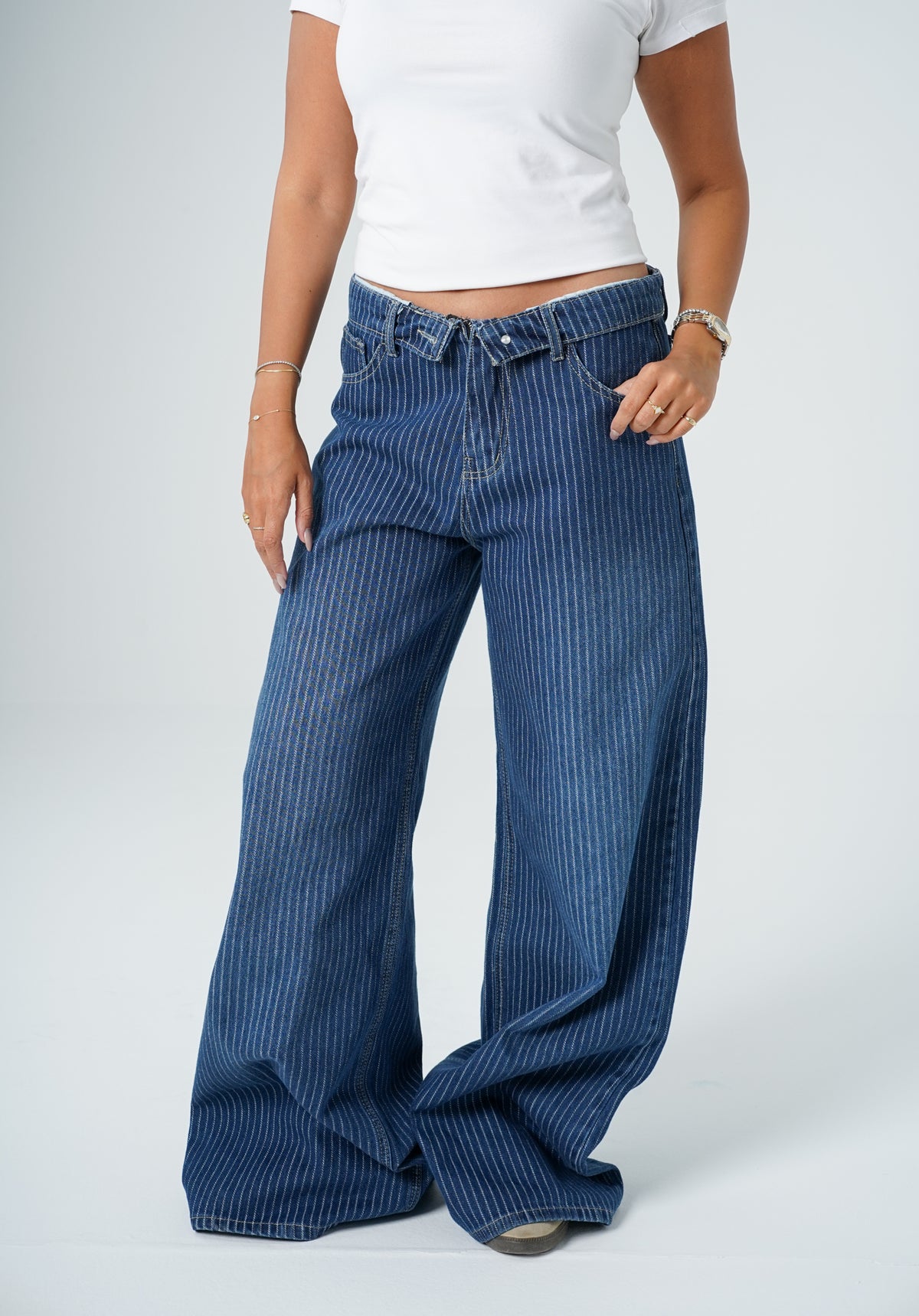 Striped jeans Dark blue