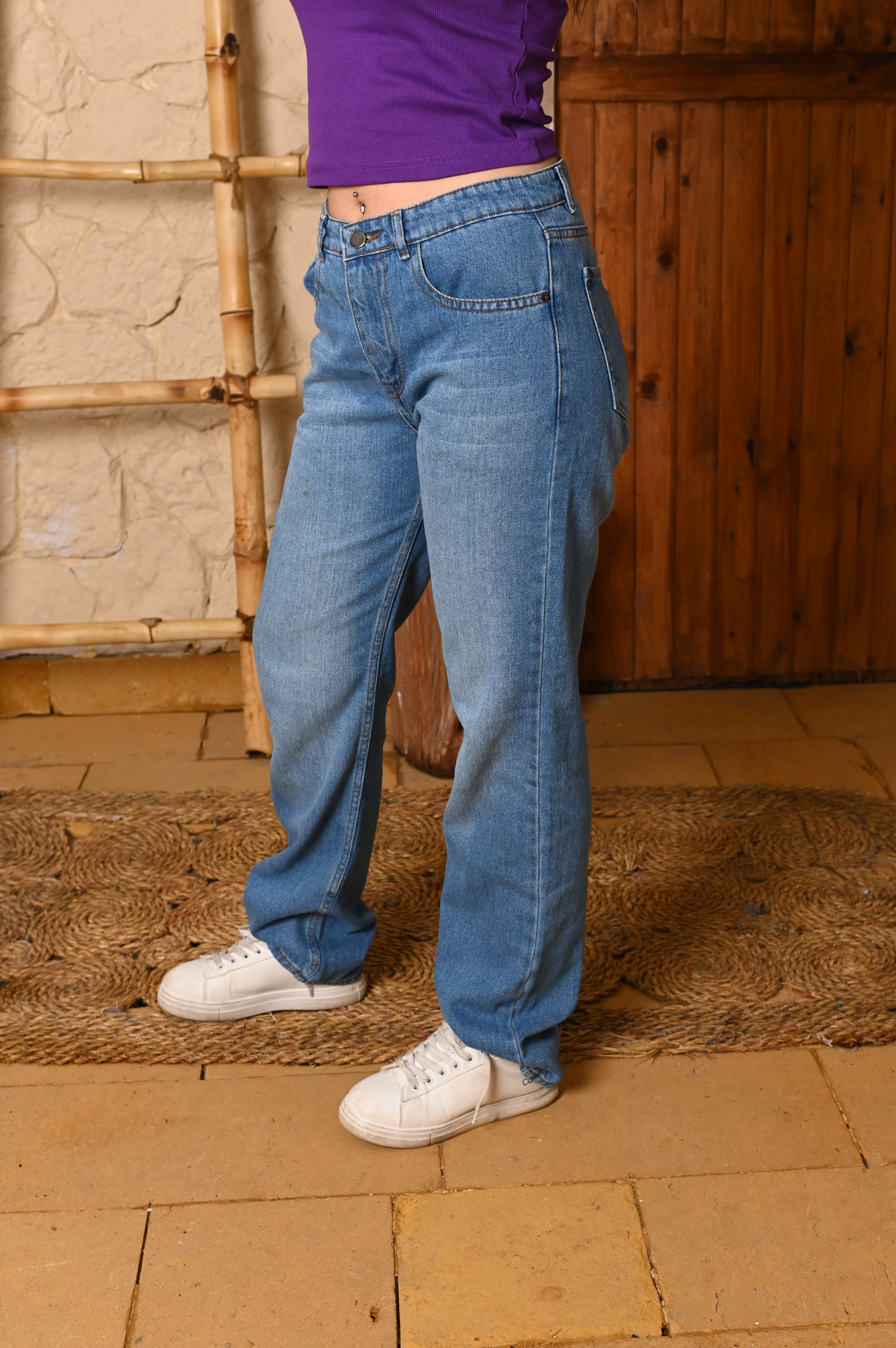Straight jeans denim light blue washed
