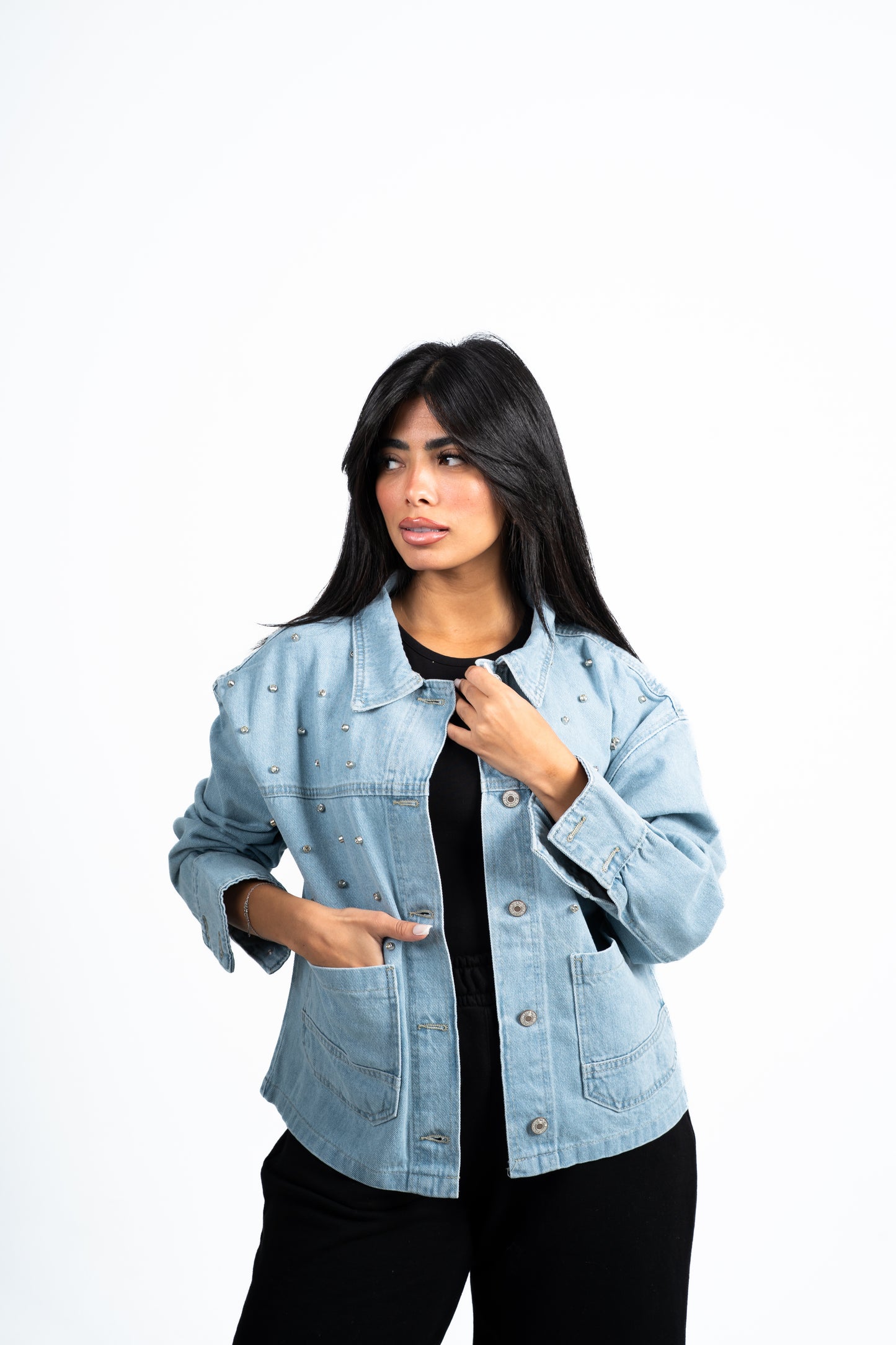 Jacket Denim blue studded.