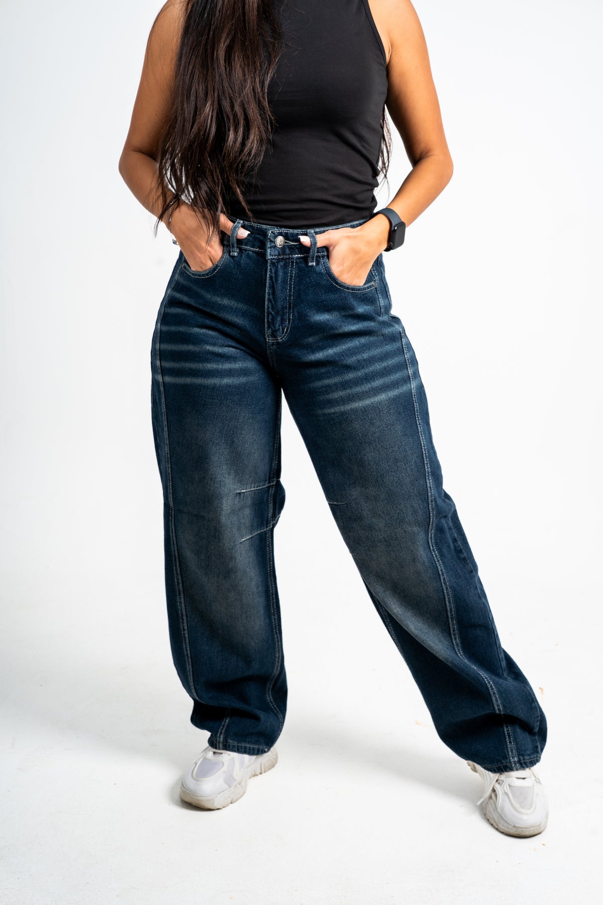 Balloon jeans navy washed