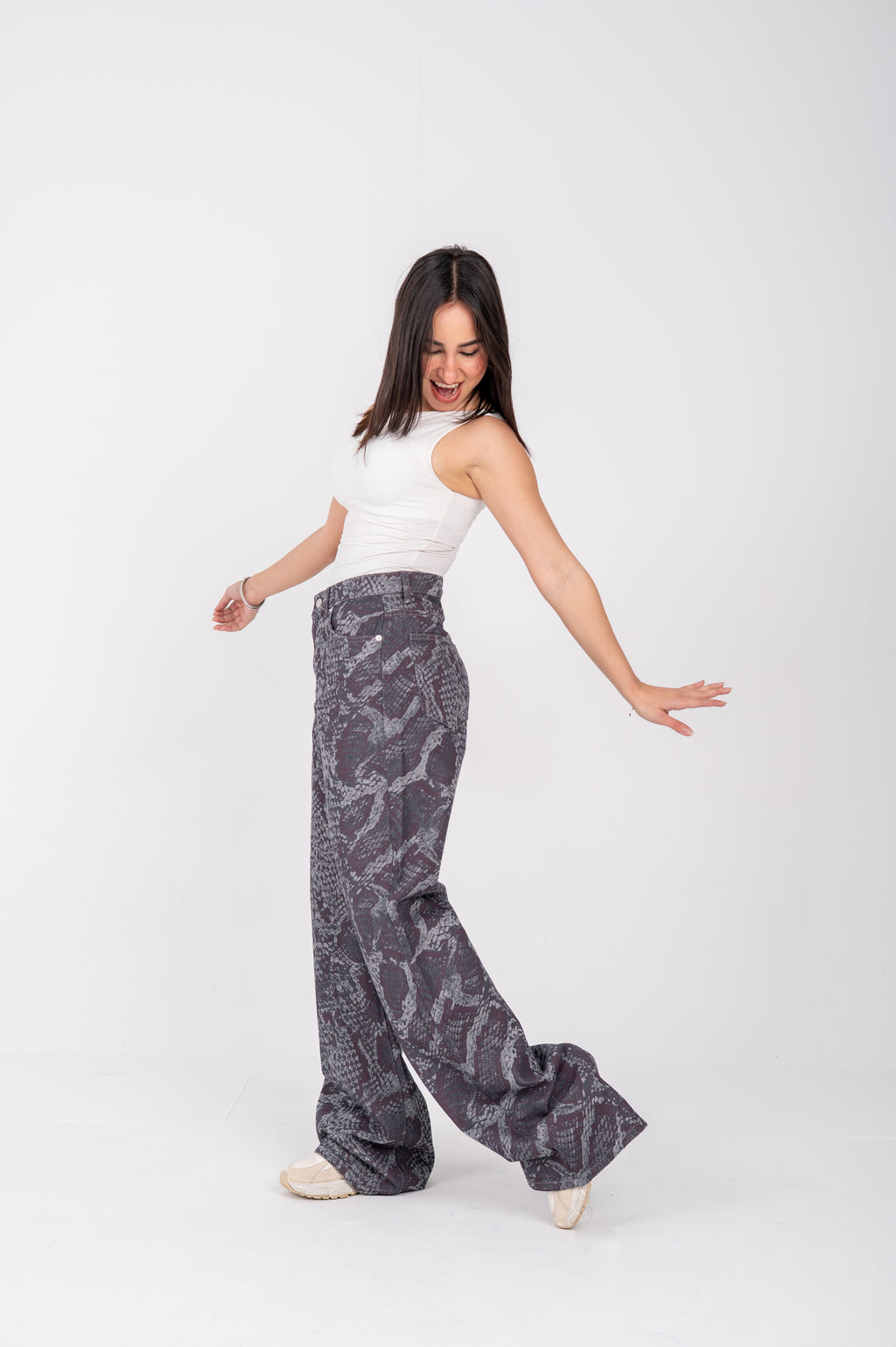 Snake print wide leg jeans Mulberry