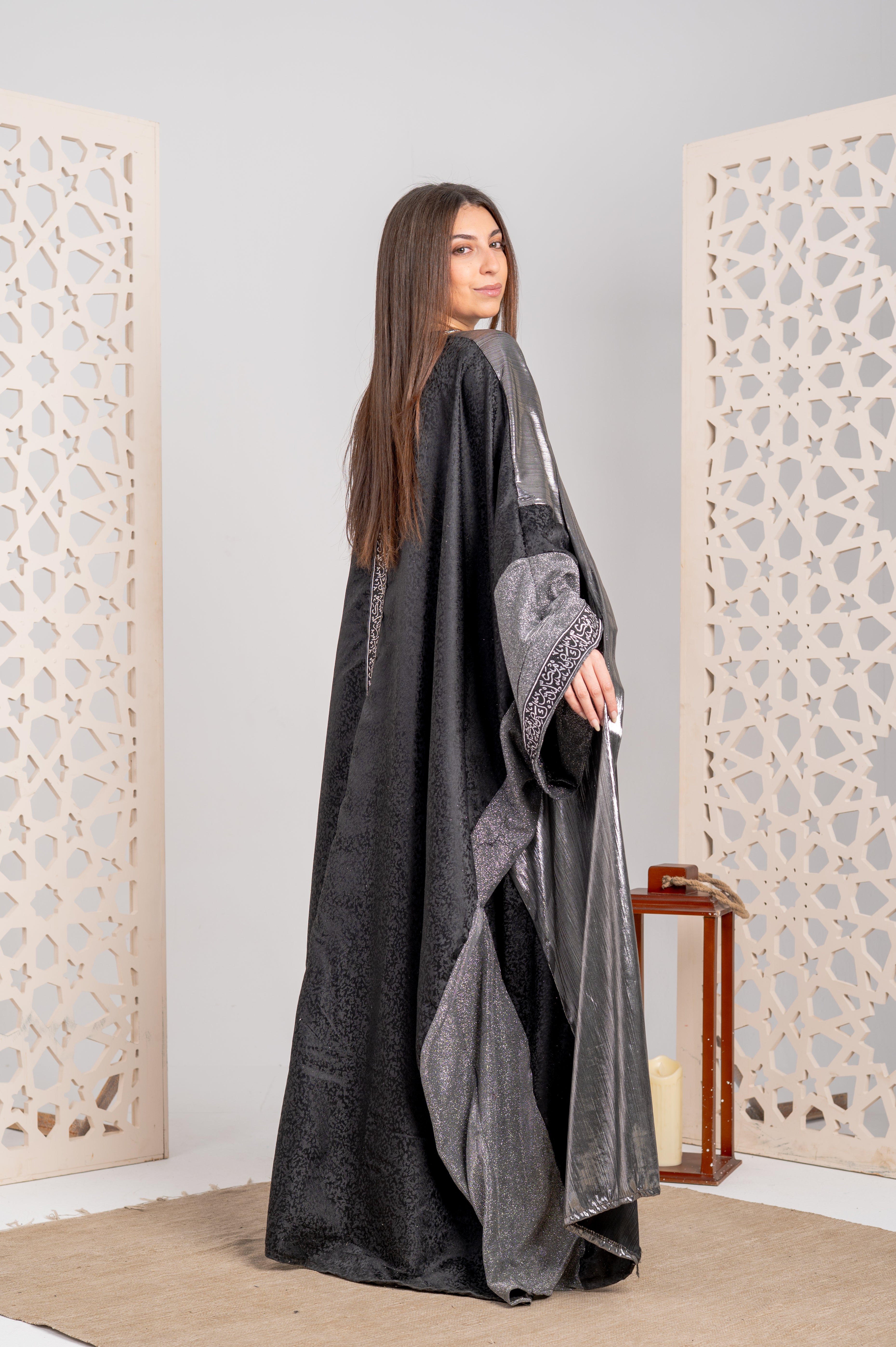 Metallic Contrast Open Cardigan