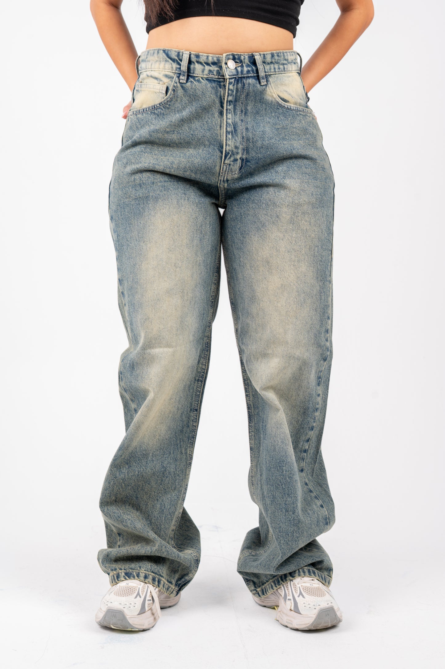Wide leg jeans vintage washed