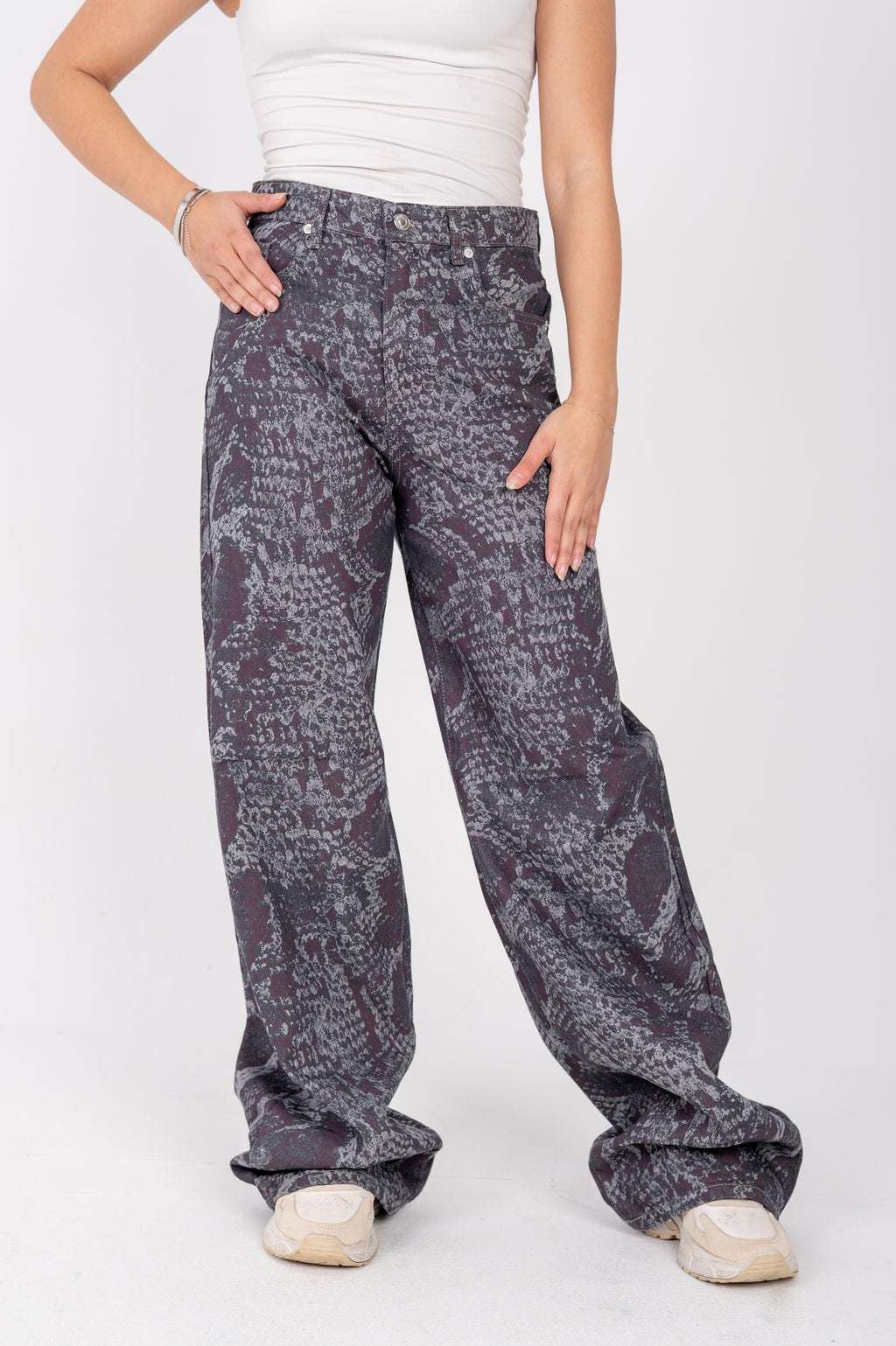 Snake print wide leg jeans Mulberry