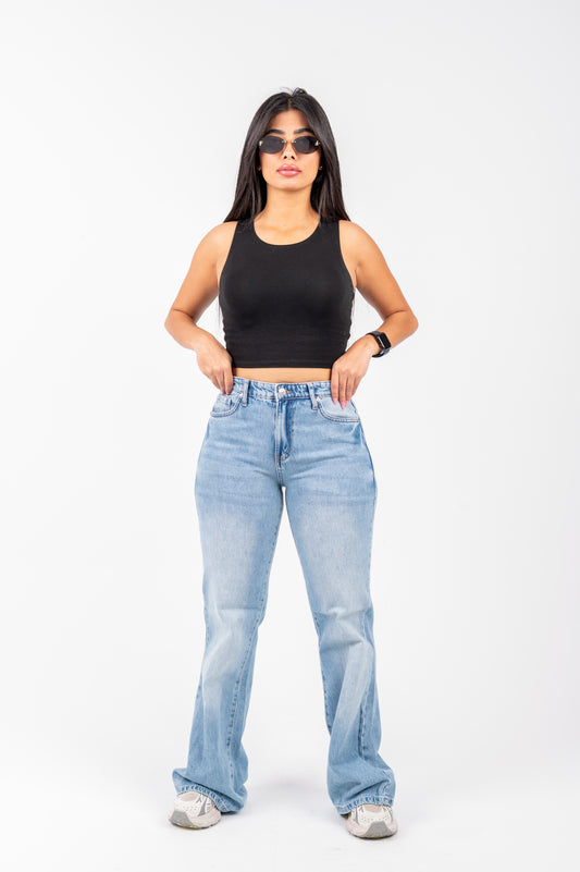 Flare cotton jeans light blue
