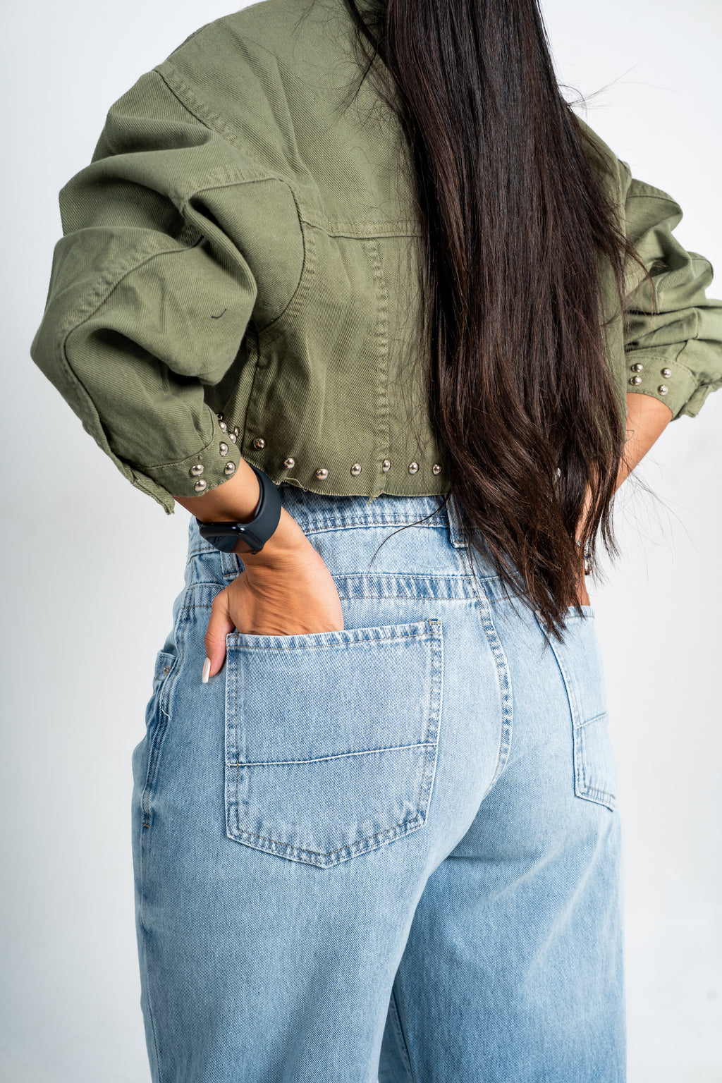 Cuffed wide leg jeans light blue