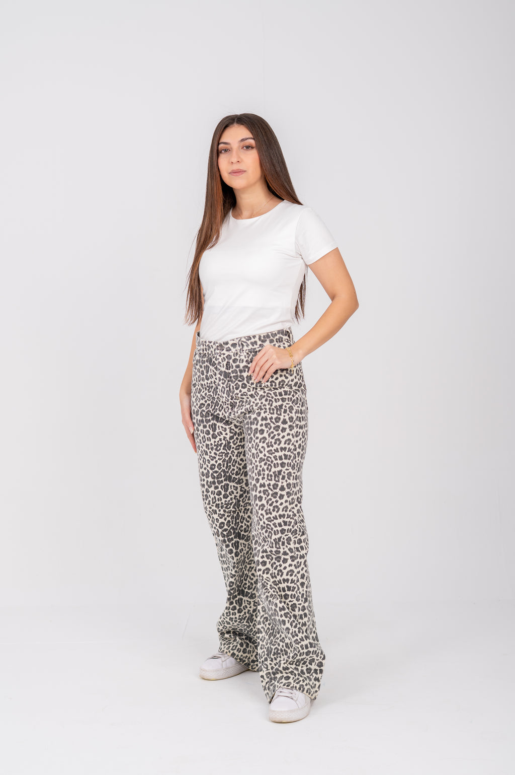Tiger print wide leg Off-white