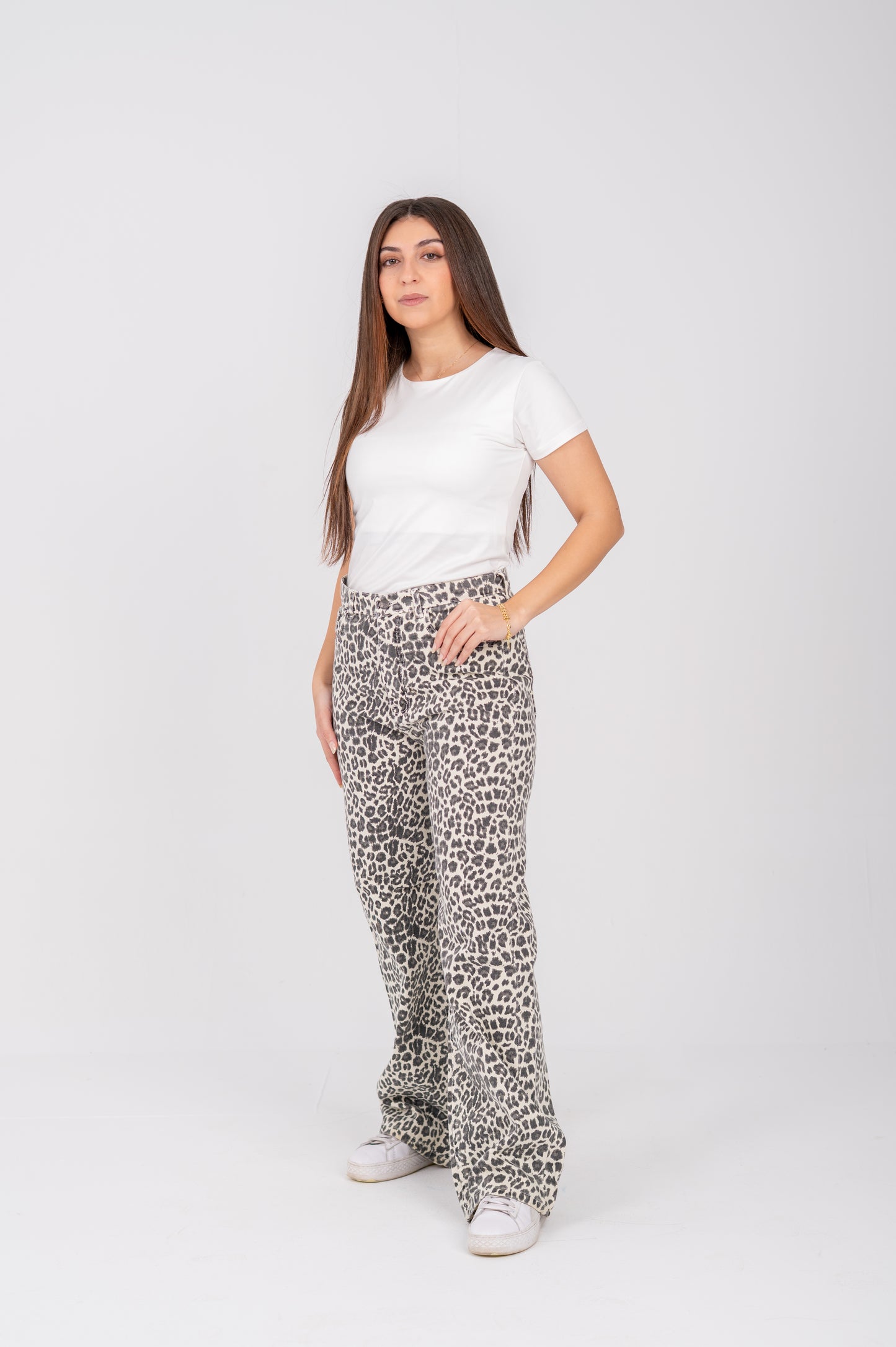 Tiger print wide leg Off-white