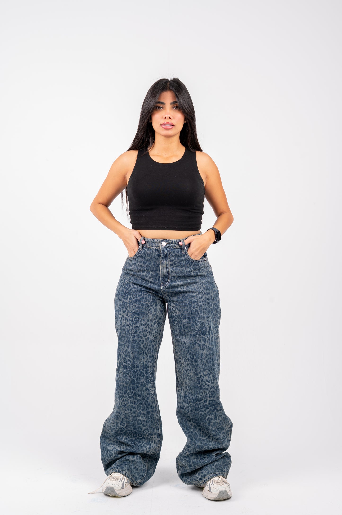 Straight olive tiger denim