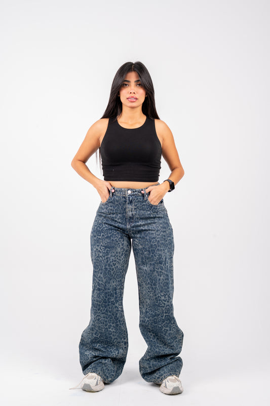 Straight olive tiger denim