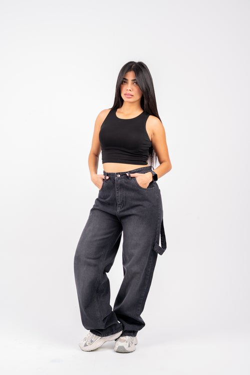 Ballon jeans black washed