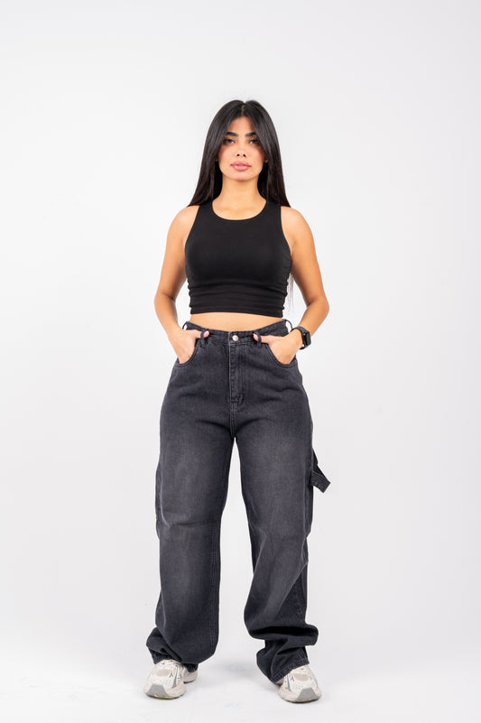 Ballon jeans black washed