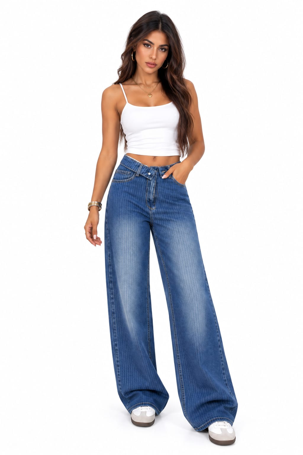 Striped jeans Dark blue