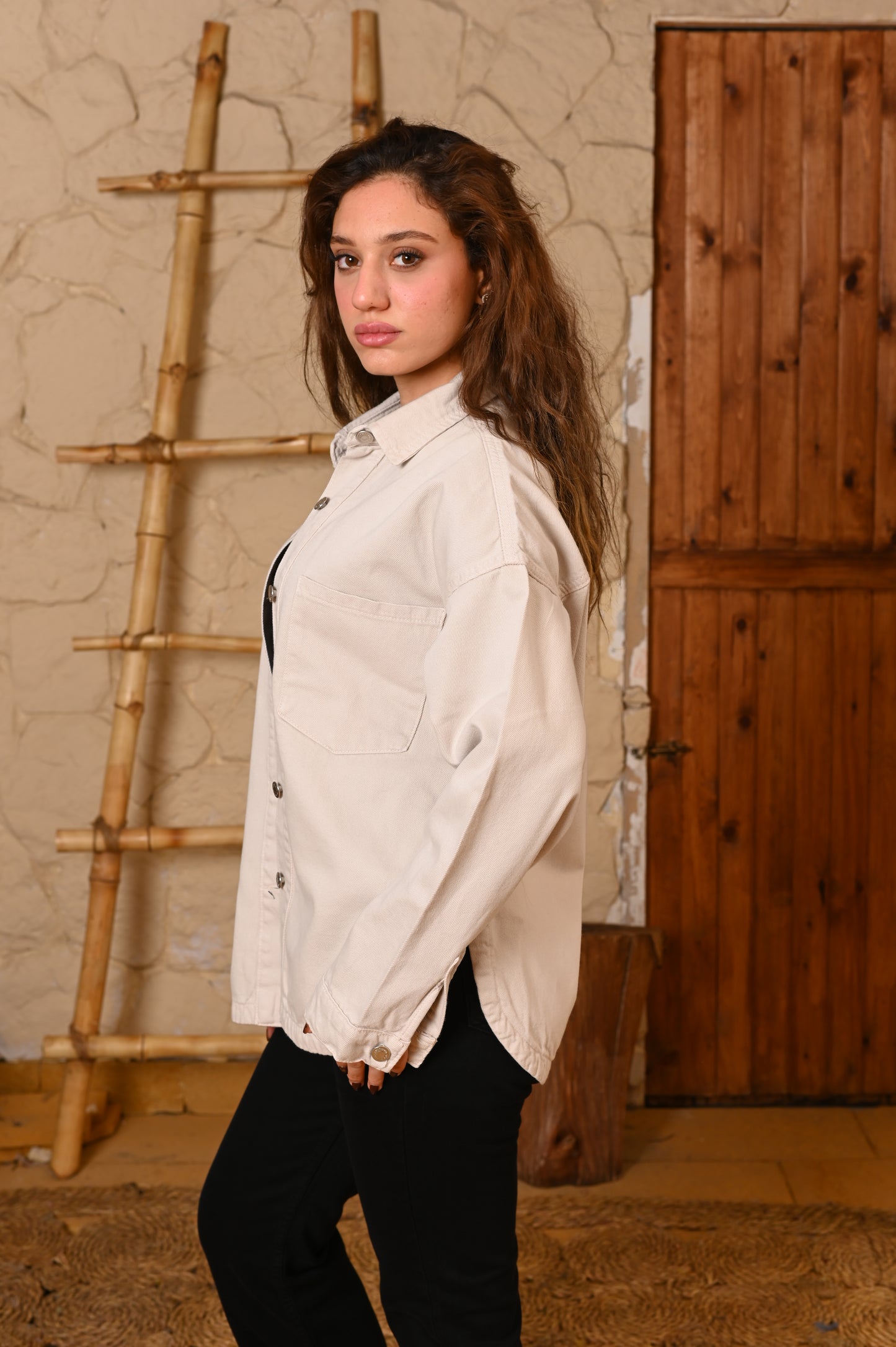 Long jacket Denim beige