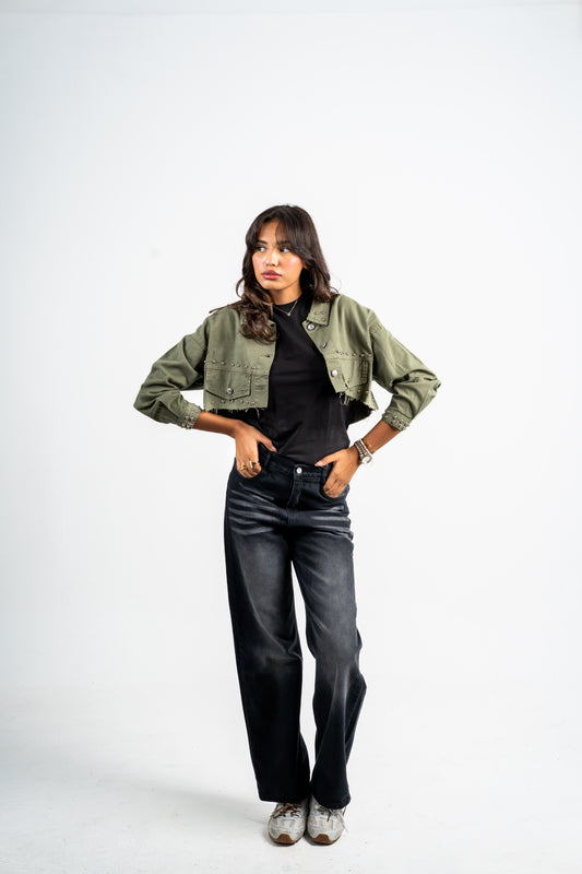 Short jacket Denim oil fashion