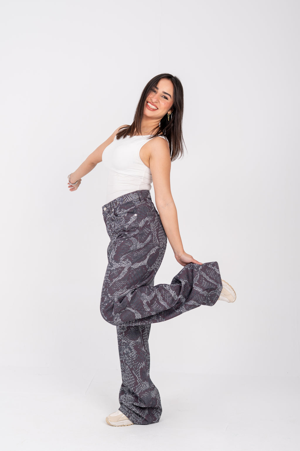Snake print wide leg jeans Mulberry