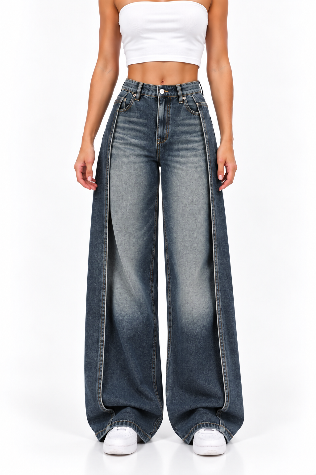 Angled panel navy washed