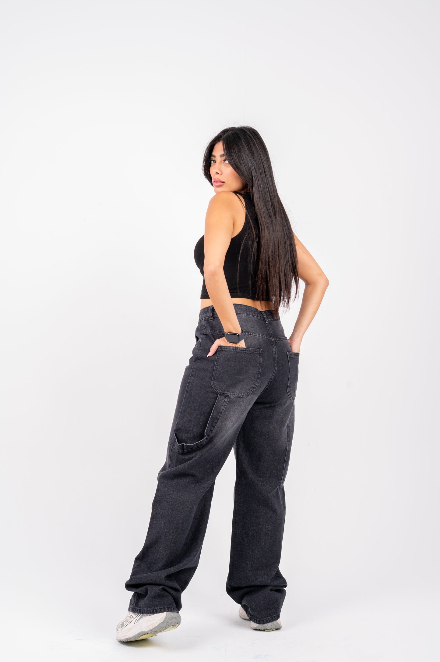 Ballon jeans black washed