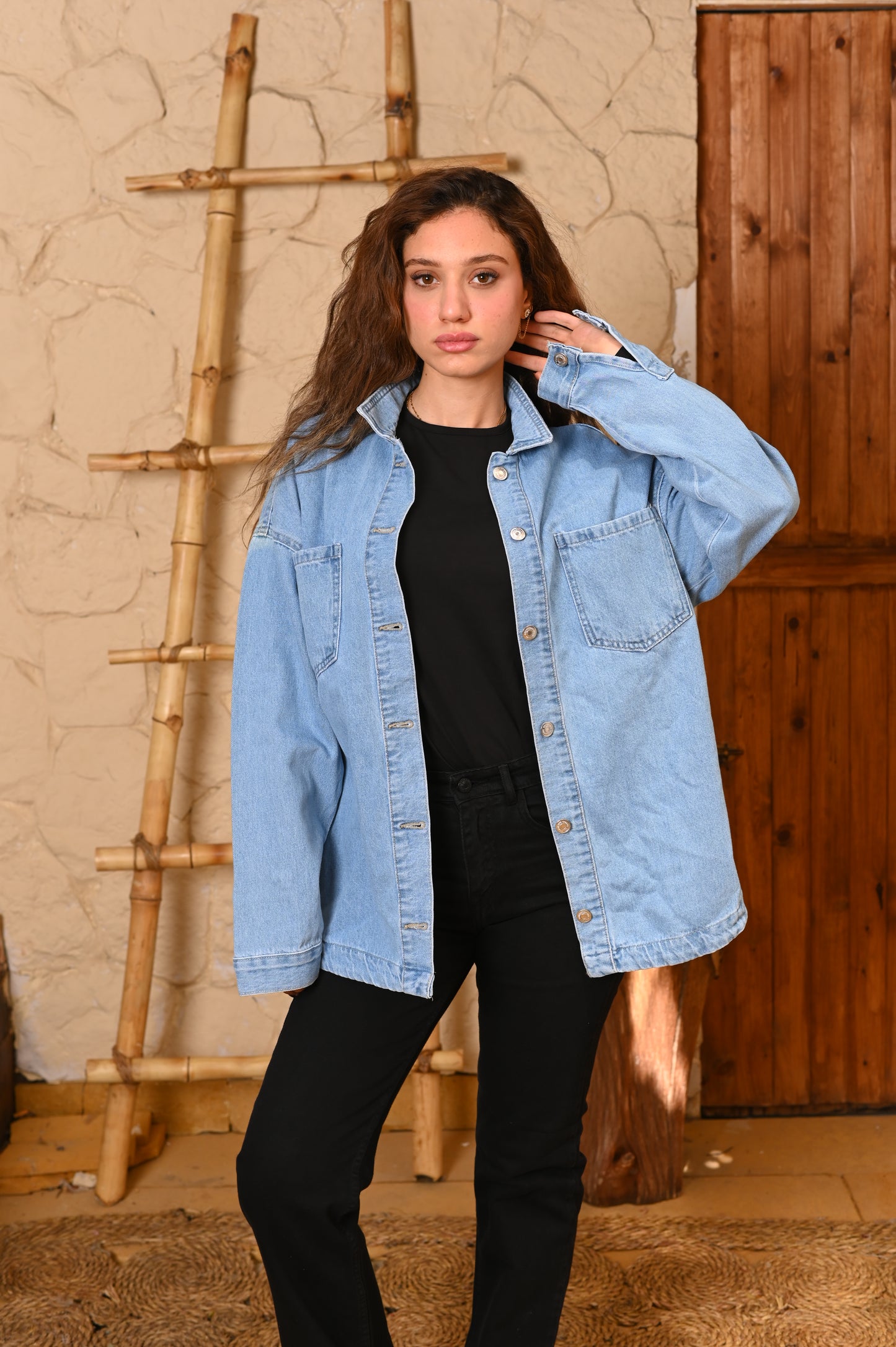 Long jacket Denim jeans blue