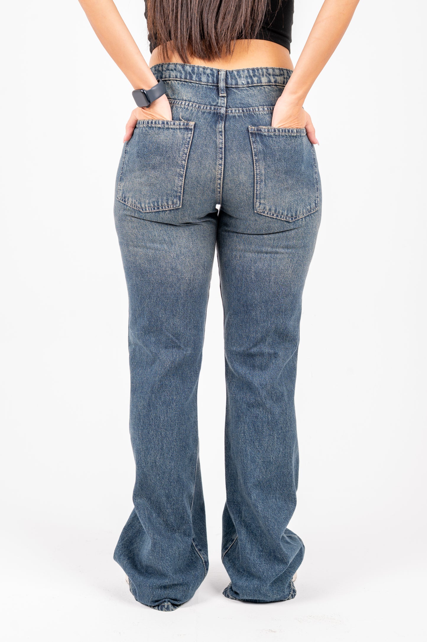 Flare cotton jeans navy washed
