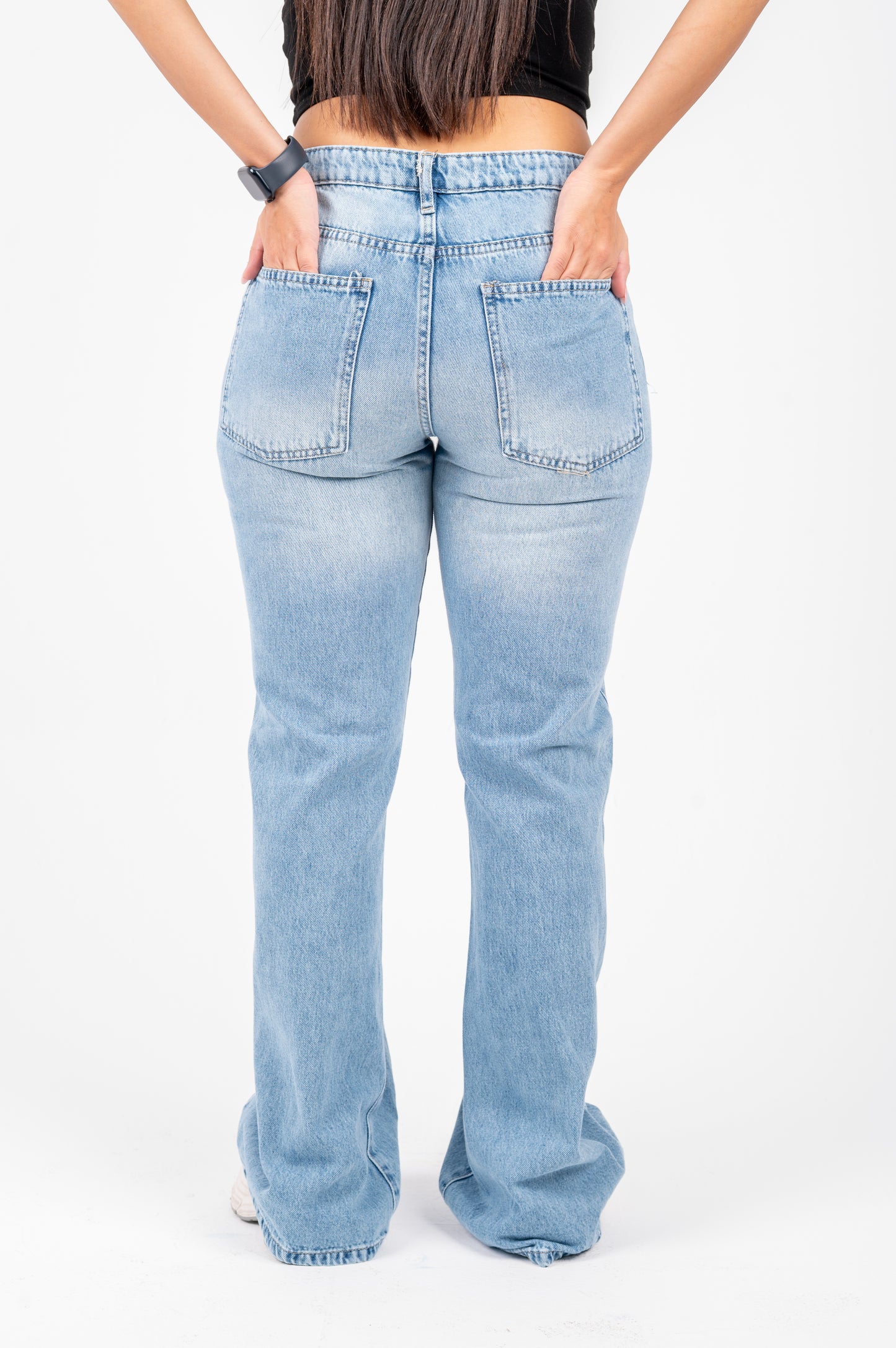 Flare cotton jeans light blue