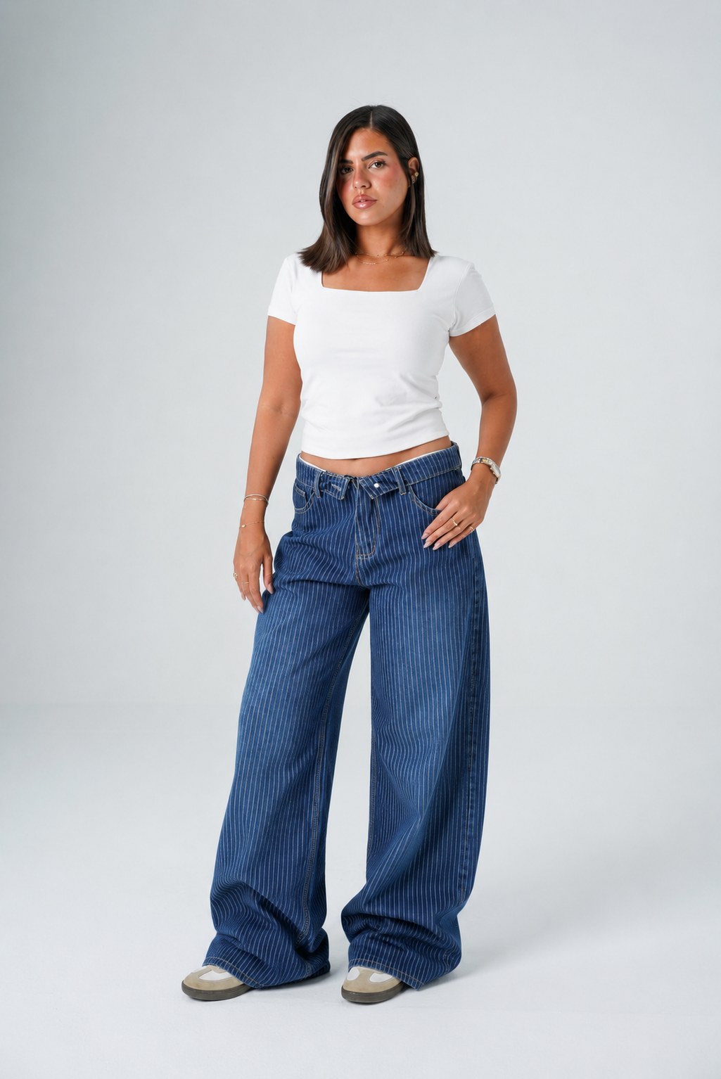 Striped jeans Dark blue