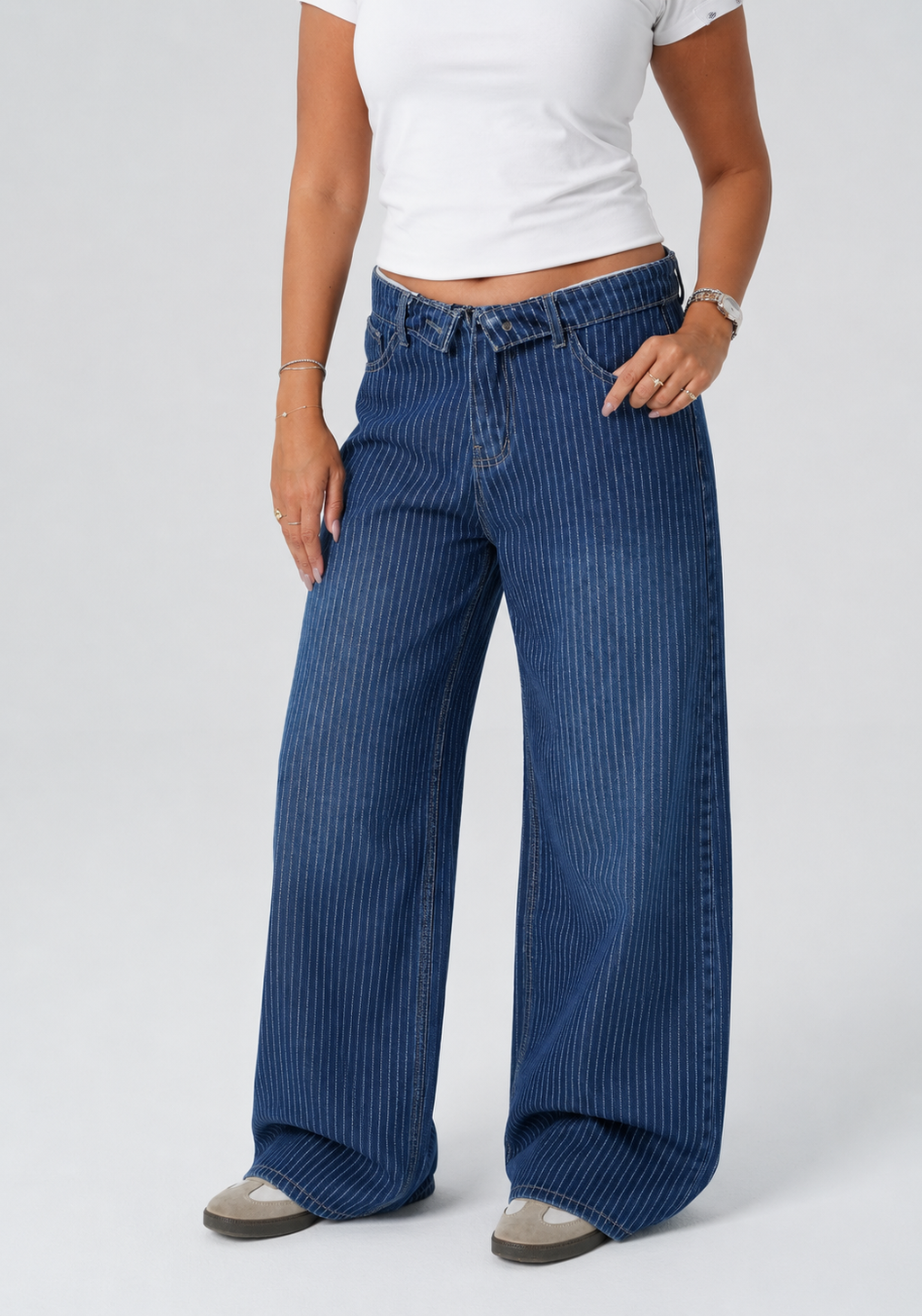 Striped jeans Dark blue