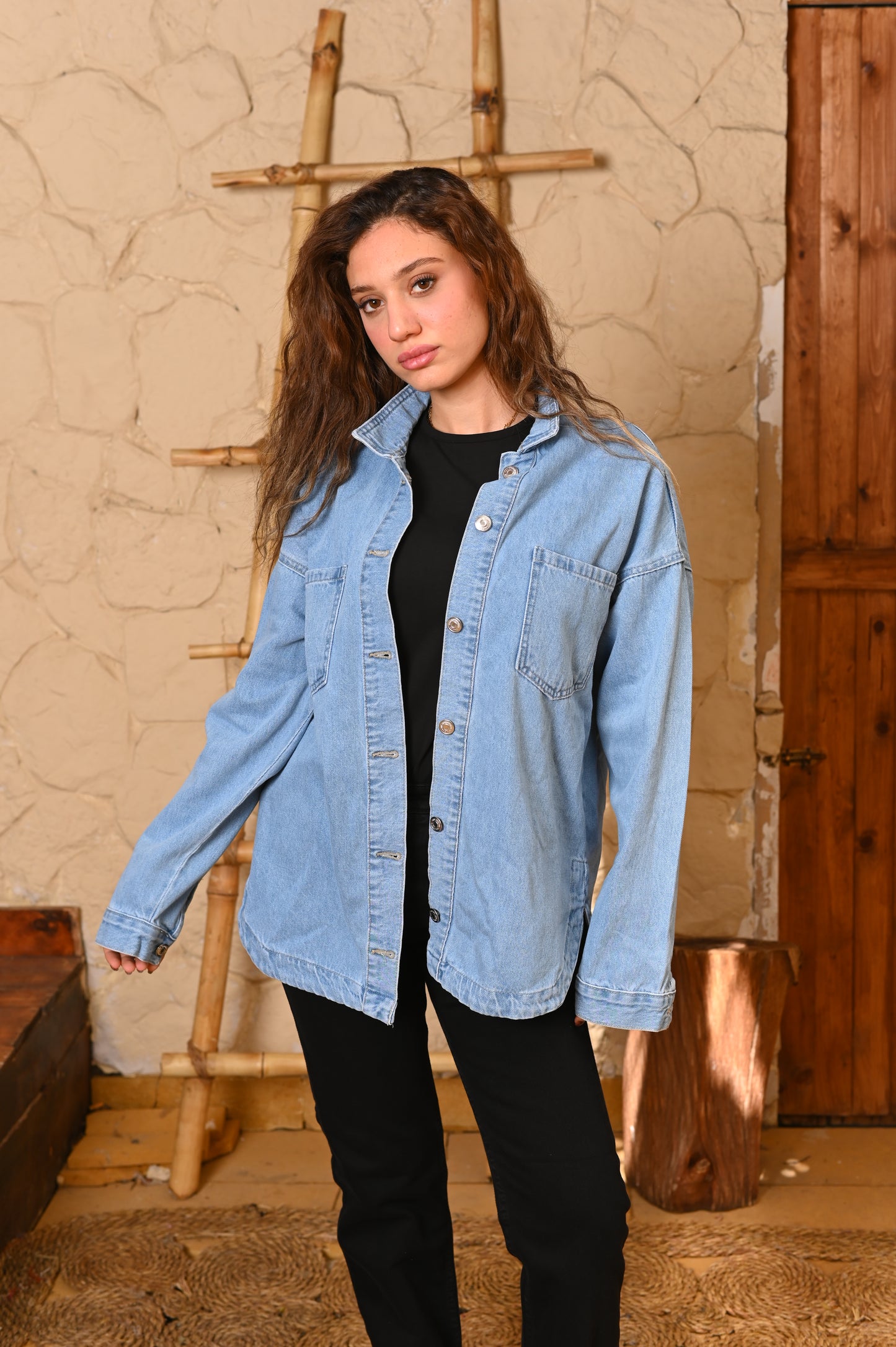 Long jacket Denim jeans blue