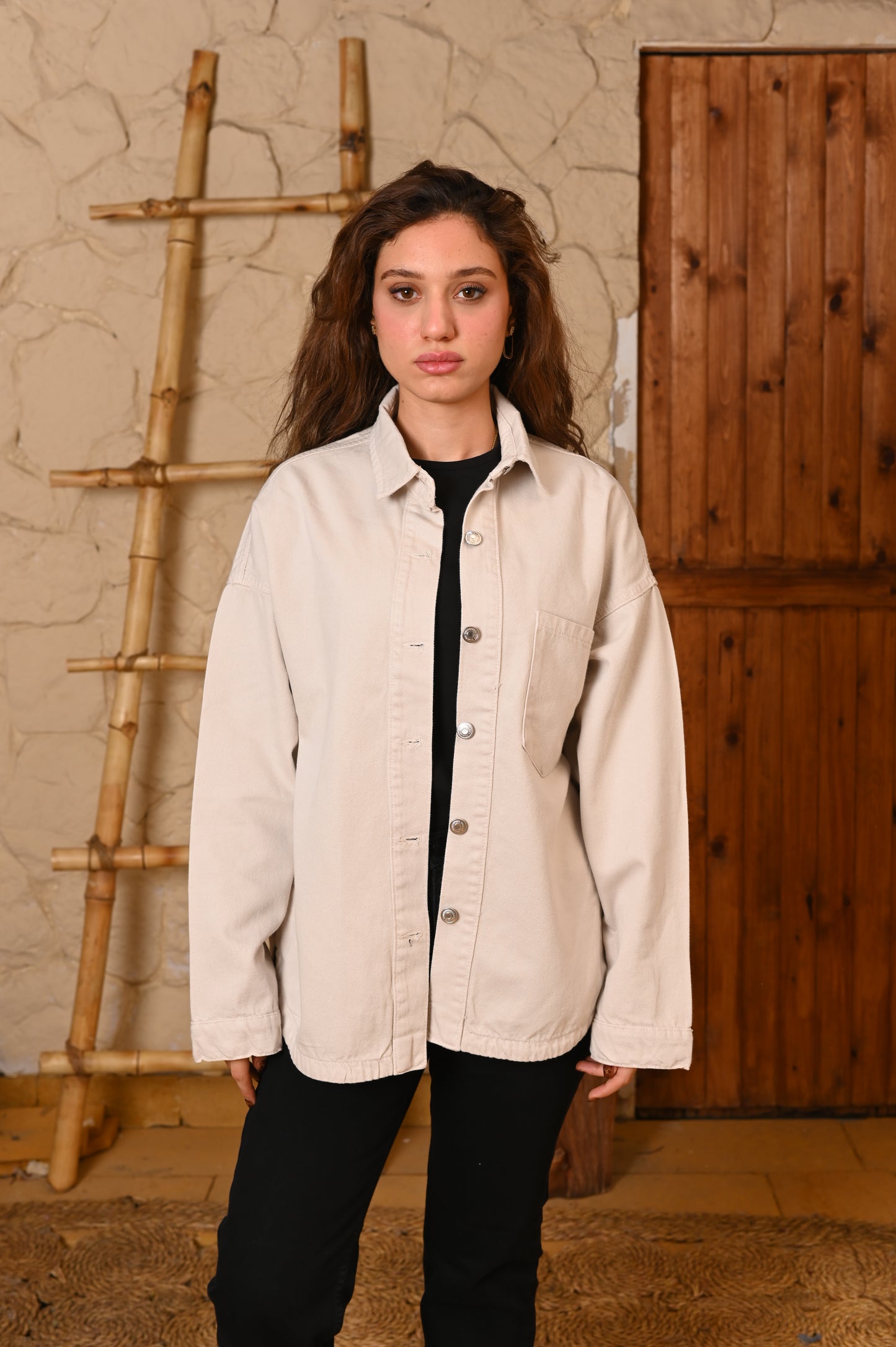 Long jacket Denim beige